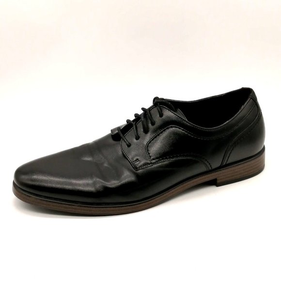 Van‎ Heusen Mens Oxford Shoes Orion Black Memory Foam Lace Up Almond Toe 10.5 - Picture 1 of 9